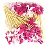 100Pcs Flamingo Bamboo Pick Buffet Cactus leaves Cupcake Fruit Fork Dessert Salad Stick Cocktail Skewer for Party Decoration 220527