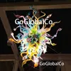 GoGlobalCo Hochwertige große Pendelleuchte und Wandkunstplatten, LED, bunt, blau, grün, bernsteinfarben, mundgeblasener Glas-Kronleuchter für Hotel-Showroom-Hausdekoration