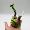 Silicone bong bouteille verre conduite d'eau narguilés impressions dab rigs mélanger la couleur