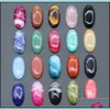 Stein Lose Perlen Schmuck Natürliche 15x30mm Ei Form Opal Rosenquarz Tigerauge Cabochons Flache Rückseite Für Halskette RI Dhmps