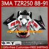 Bodys Kit för Yamaha TZR-250 TZR 250 TZR250 R RS RR 88-91 Bodywork 115NO.37 YPVS 3MA TZR250R Vit Röd 88 89 90 91 TZR250-R TZR250RR 1988 1989 1990 1991 Moto Fairings