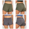 10 ألوان Lu-08 Yoga Hotty Hot Hot Short Bants Whitfit Hidden Zipper Pocket Womens Sports Shorts فضفاض