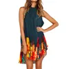 Sukienki swobodne nieregularny harm letnia sukienka na plażę Kobieta bez rękawów Szyja Lową imprezę boho sundress vestidos szatę femmecasual