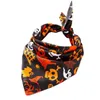 Halloween-Hunde-Bandanas, Hundebekleidung, wendbar, doppellagiger Haustier-Schal, Kürbis-Haustier-Halstuch