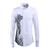 Mäns casual skjortor vårmålning leopard tryck mäns blommor trend stilig långärmad smal mode vita liningmen's
