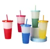 The factory directly provides transparent Tumblers single-layer plastic color changing cup When it is cold it changes PP temperature sensitive straw water