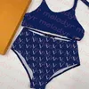 Férias de banho de banho de banho acolchoado Halter maiô High Swimwear Classic Letter Print Bikini feminino