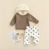 Clothing Sets Toddler Girls Boys 2Pcs Suit Thickened Long Sleeve Cartoon Ears Hooded Sweatshirts + Dot Trousers Fleece Outwear