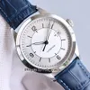 Topp 39mm Date Master 1548530 Mens Automatic Watch Silver Dial 316l Steel Case Blue Leather Strap Gents Sport Watches