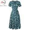 Vestido de chiffon de manga curta elegante de verão Mulheres impressão floral vintage A-line Bohemian Beach Midi Sundress 220517