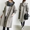 Fashion Womens Trench Coats Hooded Long Spring Autumn Windproof Lady Female Casual Clothes 8 Color Windbreaker Korean Style