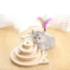 Cat Toys Tree Tower Wood Toy Games för tillbehör Dubbelskikt Roterande spår Boll Intellektuell rolig Platecat