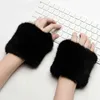 Kvinnor Real Mink Fur Handskar Fingerless Mitten Spela Telefontyp Kontor H￶g Elastisk