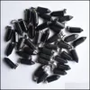 H￤nge halsband h￤ngsmycken smycken grossist 50st/parti mode av h￶g kvalitet naturlig svart onyx sten hexagonal pelare char dhehx