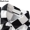 Dark Icon Interesting Print Plaid Mens Shirts Autumn Oversize Long Sleeved Checkered Streetwear Hipster 220324