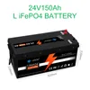 LifePO4 Bateria embutida BMS Display 24V 150AH Tamanho aceitável personalizado para, carrinho de golfe, empilhadeira, acampamento ao ar livre, camppervan