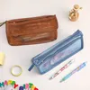 Multifunctional Clear Pencil Case Organizer Stationery Storage Bag for Office Supplies Cosmetics