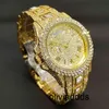 Montres glacées pour hommes de luxe en or de luxe pour hommes en diamant Hip Hop imperméable 30m jour horloge horloges de bracelet Classic Designer Pugo