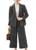 Women's Two Piece Pants Women's Herringbone Tweed 2Pic Suit Blazer Jacket Slim Coat Tuxedo Vintage Wool Business Work Outer SetWomen's