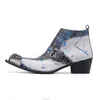 Botas de tobillo para hombre con hebilla de cuero genuino hechas a mano, zapatos de vestir formales, botas de vaquero con punta estrecha y punta de Metal