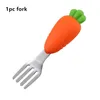 Dinnerware Sets Stainless Steel Carrot Style Rice Spoon Fork Bay Kids Small Tableware Kitchenware SetDinnerware