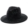 Berets England Retro Rhinestone Fedora Unisex Party Club Jazz Top Hat For Women And Men Stage Business Clothing AccessoriesBerets BeretsBere