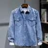 Tendance coréenne japonaise à manches longues rétro chemise en jean hommes mode décontracté tout match Jean veste mâle haut de gamme marque hauts 220322