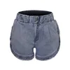 Sommer Damen Denim Shorts Lässige Mode Vintage Stretch Rüschen Shorts Elastische Taille Jeans für Frauen 220419