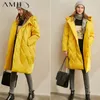 Amii теплый мода вниз куртка зимняя женщина с твердым сплошным с длинным рукавом самка густое пальто 11940597 201019