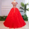 Robes à paillettes rouges dorées Robes de mariée en dentelle en dentelle Robes de mariée Organza Robe nuptiale Fête formelle Robe mariée détachable 403