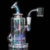 18 cm Höhe Recycler Bohrinseln Bubbler Wasserpfeifen Regenbogenglas Wasserbongs Rauchrohr mit 10 mm Banger