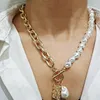Naszyjniki wisiorek Vagib vintage barokowe nieregularne łańcuchy perełek Naszyjnik 2022 Geometryczny Aangel Love for Women Punk Jewelry Elle22