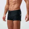 Solid Luxury Baddräkt Män Boxer Shorts Men's Beachwear Fashion Elastic Badkläder Stretch Swimming Trunks Zipper Ficka sommar Y220420
