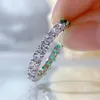 Anillos de boda 100% 925 STERLING Silver Emerald High Carbon Diamond para mujeres Fiesta espumosa Joyería Fina Regalos Al por mayor