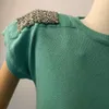 2022 бисером плеча безволновая рукава вязаный свитер белый цвет
