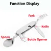 4 I 1 Multifunktionellt utomhusbordsartiklar Rostfritt stål Foldbar gaffel Kniv Kit Picnic Traveling Toming Camping Supplies Y220530