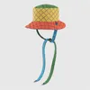 Mens Multicolour Reversible Canvas Bucket Hat With Strap Fashion Designers Caps Hats Women Summer Falled Beach Bonnet Beanie Casquette Uuoq