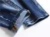 Herr designerjeans Distressed Ripped Biker Slim Fit Motorcykel Bikers Denim för herrmode Mans svarta byxor pour hommes