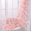 Ghirlande di fiori decorativi 1,8 m Glicine Fiore di ciliegio artificiale Vite appesa Edera Fiore Stringa Ghirlanda Muro Rattan Casa Matrimonio Arco De