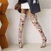 Boots Printed Over-the-Knee New European American Style Be Super High Heel Silver Siverse 43 220709