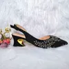 Dress Shoes 2022 Latest Black Color and Elegant Fashion Rhinestone Accessories Pointed Toe Women s Bag Set 220722