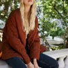 Women's Bomber Jackets Red wine Coat Oversize Outwear Solid Long Sleeve Top Ladies Vintage Fashion Coat Autumn Winter Jacket TRF L220730