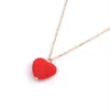 Pendant Necklaces Romantic Valentine's Day Red Heart Necklace Charming Women's Gold Color Clavicle Chain Fashion Wedding Party Jewel