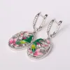 Dangle Lustre À La Mode Vintage Multicolore Fleur De Lotus Émail Argent Boucles D'oreilles Pour Les Femmes Bohême Tempérament Pendentif Suspendus Boucles D'oreillesDan