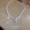 Chokers Real Gold plaquée zircon d'eau douce perle français collier collier chaîne de la chaîne