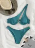 Sexy Bikinis Badeanzüge ausschneiden Damen Badebekleidung eine Schulter Biquini Hoch geschnittene Badeanzüge Push Up Beach Bikini Set 220527