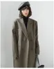 Getspring feminino blazer forro quente vintage longo blazers e jaquetas solto casual duplo breasted café inverno casaco 220726