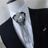 Fliege Männer Legierung Strass Kristall Krawatte Krawatte Hochzeit Anzug Club Party Hemd Krawatte Luxus Quasten Kette PU Leder Band fliege Fier22