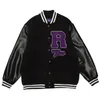 Heren Jackets Zwart Varsity Jacket for Women 2022 Letter Borduurwerk Hip Hop Baseball Harajuku Pu Sleeve Bomber Jackets's