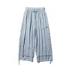 2022 Men Linen Harem Pants Men Breathable Solid Color Irregular Wide Leg Pants Male Street White HanFu Kongfu Skirt Trousers 5XL L220706